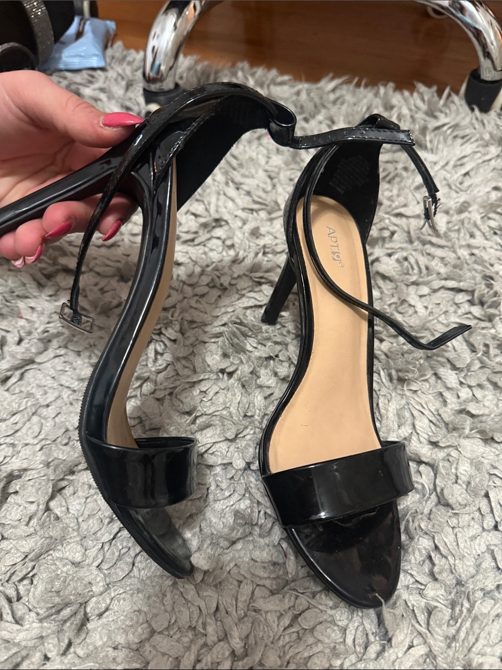 Apt. 9 Black Patent Ankle-Strap Stiletto Sandals READ DESCRIPTION